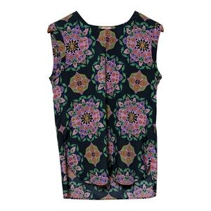 J Crew Geometric Medallion Flared Peplum Sleeveless Top Blouse Women’s Small